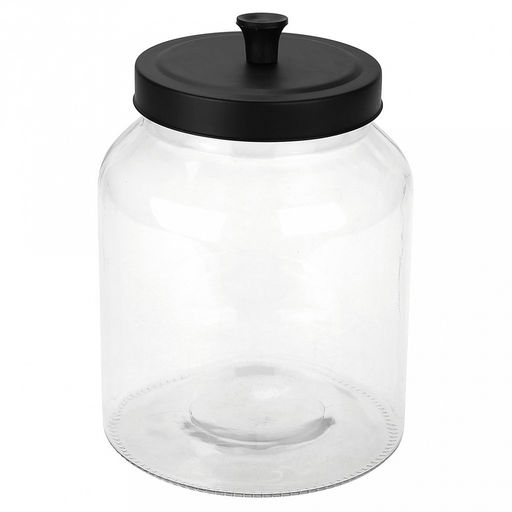 Банка стеклянная прижимная крышка "Павловск" 3л, д16см h20,2см, металлическая крышка с силиконовым уплотнителем, цвет - черный, д/горла - 11см, д/основания - 15см (Китай)