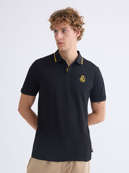 Polo Yaka Real Madrid Bask?l? Erkek Taraftar Ti??rt
