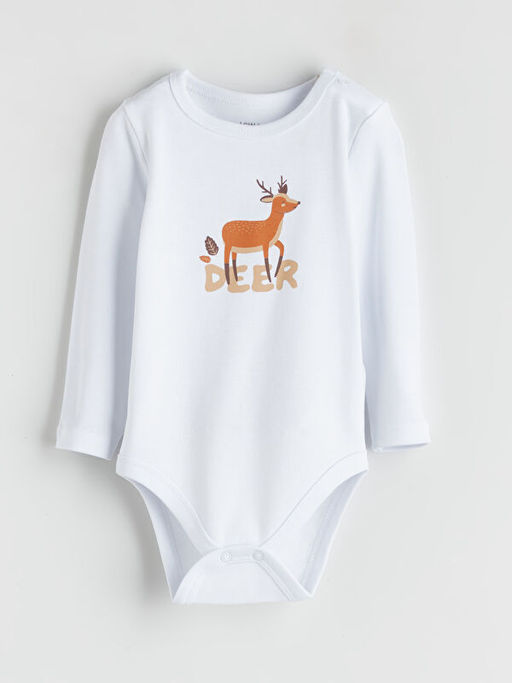 Geyik Bask?l? Erkek Bebek ??t??tl? Body Pantolon ve Bere 3l?