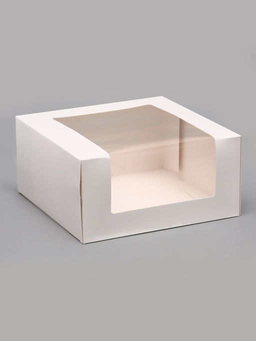 Цена за 2 шт. Кондитерская упаковка с окном, белая, 23.5×23.5×11.5 см