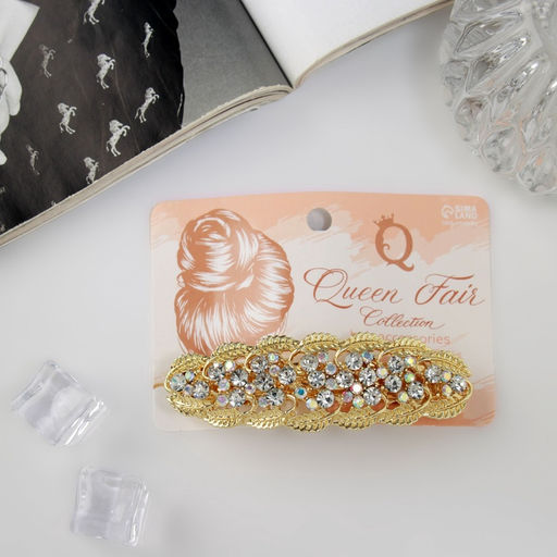 Заколка - автомат для волос «Мия», листочки блеск, 8.5 см, золото