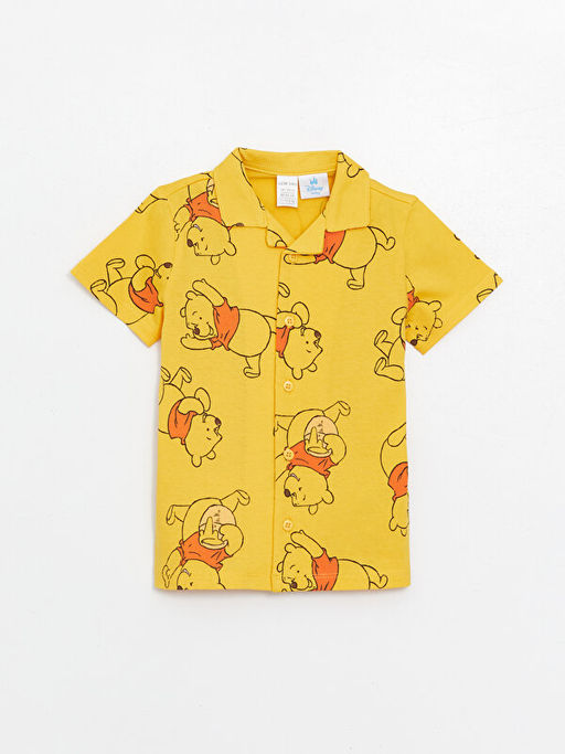 Polo Yaka K?sa Kollu Winnie the Pooh Bask?l? Erkek Bebek Pijama Tak?m? - Waikiki фото 2