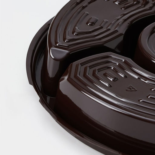 Цена за 110 шт. Менажница одноразовая, пластик, d=26 см, h=4.2 см, 5 секций, дно, круглая, коричневая