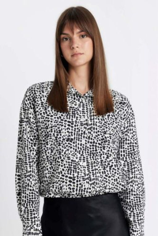 Relax Fit Desenli Uzun Kollu Gomlek Tunik