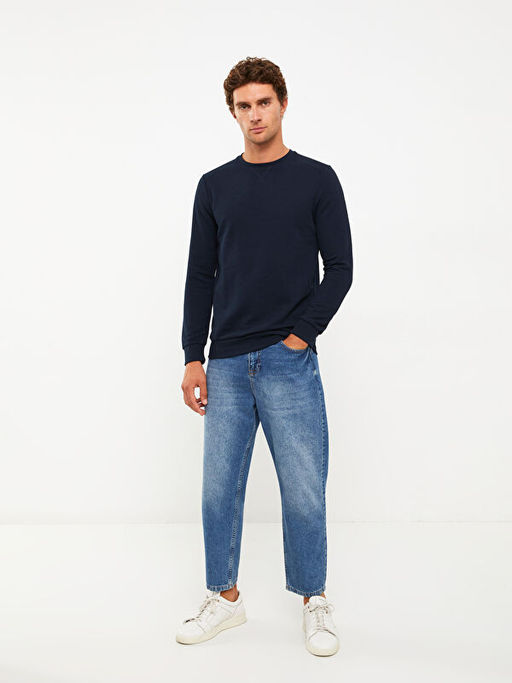 Bisiklet Yaka Uzun Kollu Erkek Sweatshirt