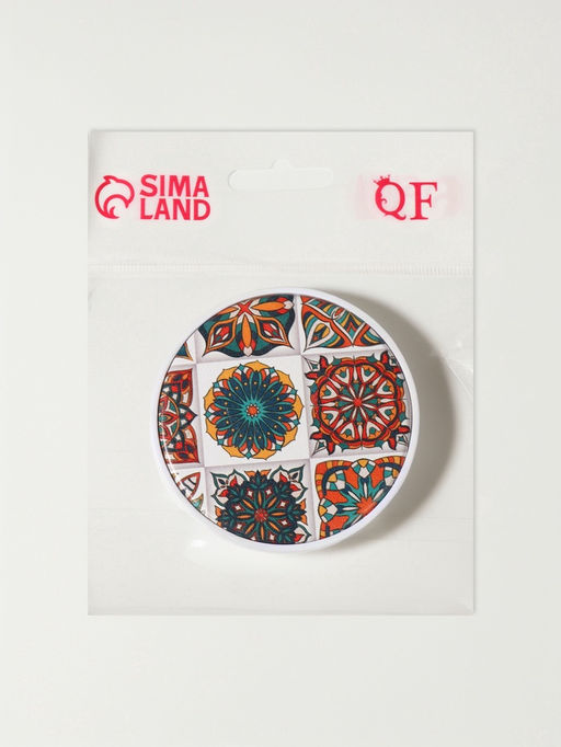 Зеркало складное «Витраж», d=7.3 см, с увеличением х2, белое/оранжевое