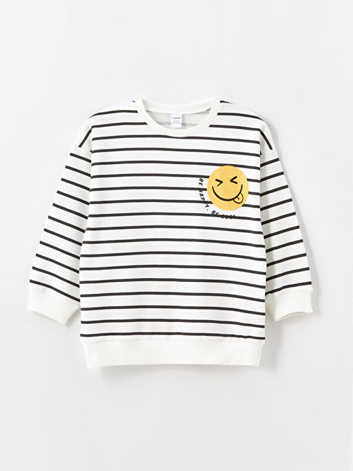 Bisiklet Yaka Bask?l? Erkek Bebek Sweatshirt ve E?ofman Alt 2li Tak?m