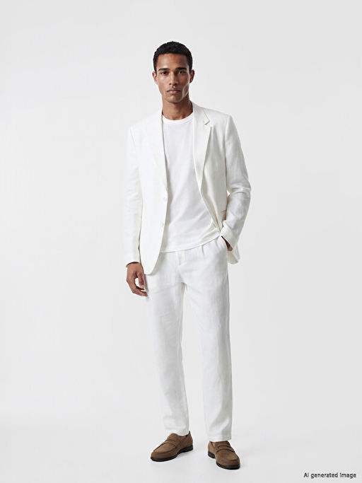 Regular Fit %100 Keten Erkek Pantolon