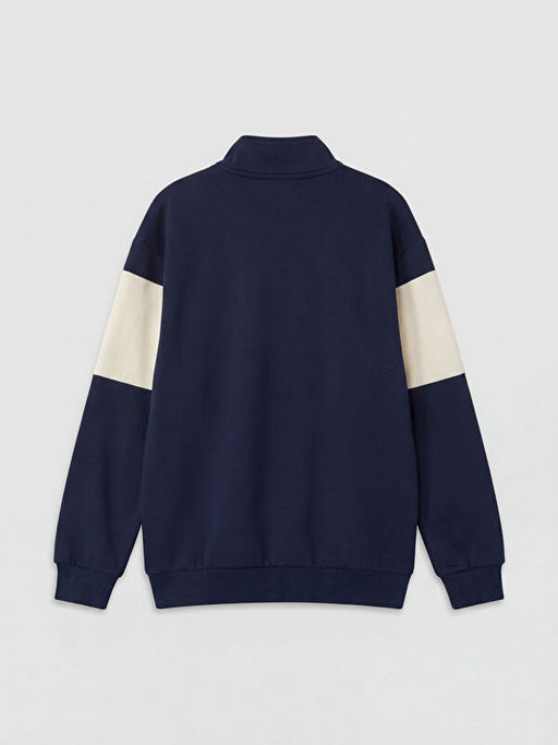 Dik Yaka Bask?l? Erkek ?ocuk Sweatshirt