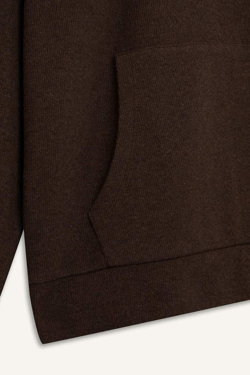 Простой толстовка широкого кроя оверсайз с карманом-кенгуру и воротником-поло на молнии - Defacto фото 3