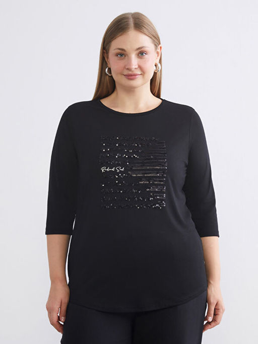 Bisiklet Yaka Pul ??lemeli Bluz