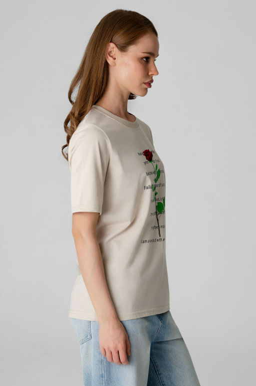 Арт. 31162 Футболка женская 44-52 (5 шт) Цвет:бежевый - Калинка фото 4