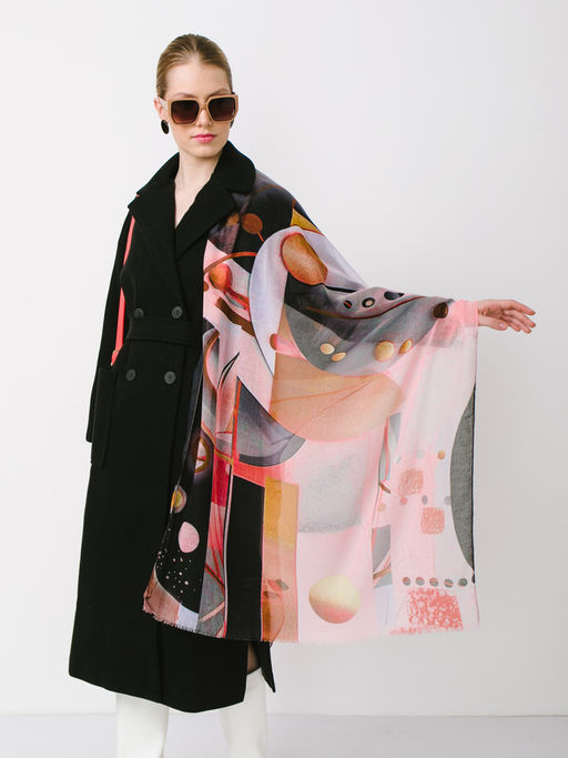 Большой мягкий очень нежный двусторонний палантин в стиле арт-деко - Tantino фото 4