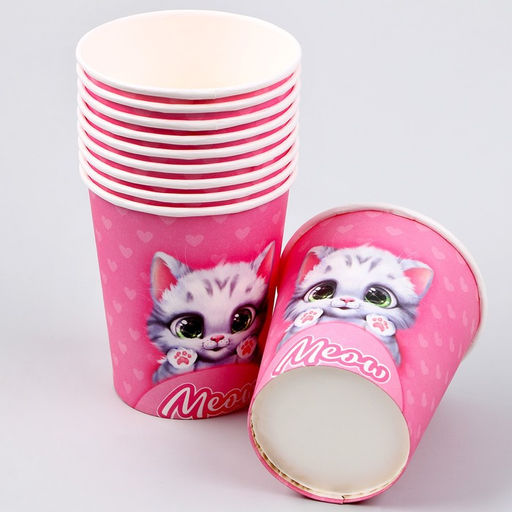 Цена за 40 шт. Стакан бумажный Котик, 250 мл - Страна карнавалия фото 3