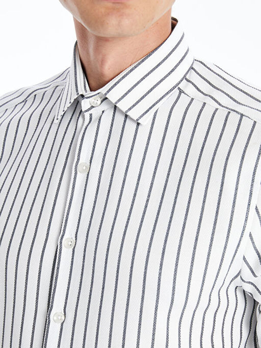 Slim Fit Uzun Kollu ?izgili Arm?rl? Erkek G?mlek