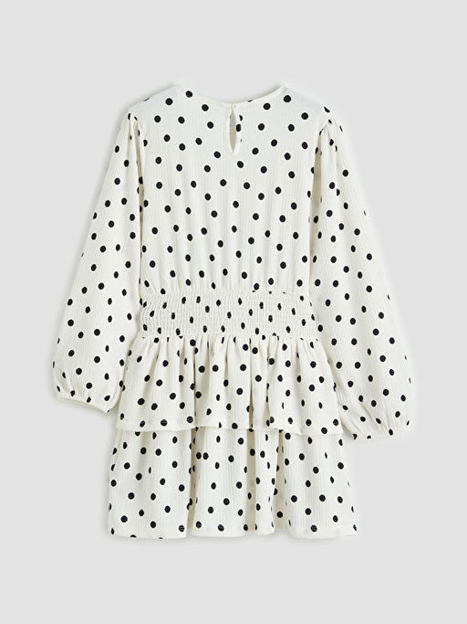 Bisiklet Yaka Puantiyeli K?z ?ocuk Elbise