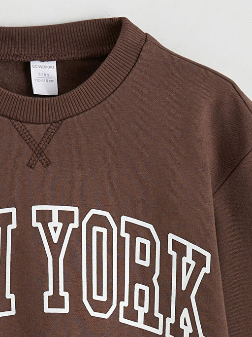 Bisiklet Yaka New York Bask?l? Erkek ?ocuk Sweatshirt