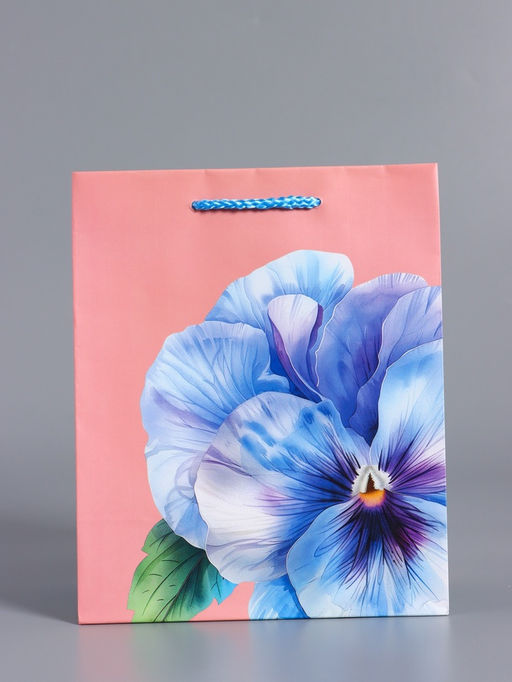 Пакет подарочный ламинированный, «Взгляд фиалки», нежно розовый, 18×22.3×10 см