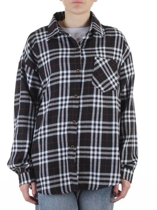 C503 BLACK/WHITE Рубашка женская оверсайз (95% хлопок, 5% спандекс)