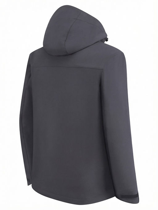 Ветровка мужская софтшелл виндстоппер с капюшоном спортивная темно-серого цвета 9615_1TC