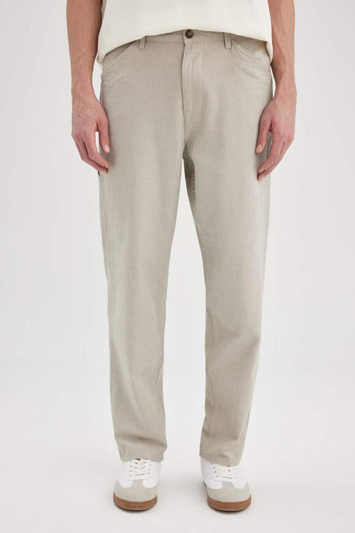 Брюки прямого кроя из смесового льна Relax Fit - Defacto фото 6