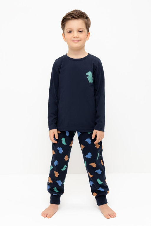 К 1606/индиго,цветные мини дино пижама дет