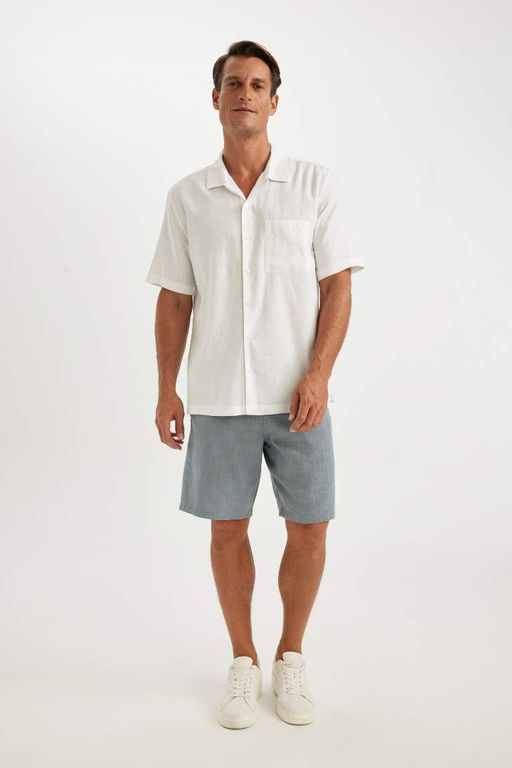 Рубашка с короткими рукавами и воротником-поло Relax Fit - Defacto фото 5