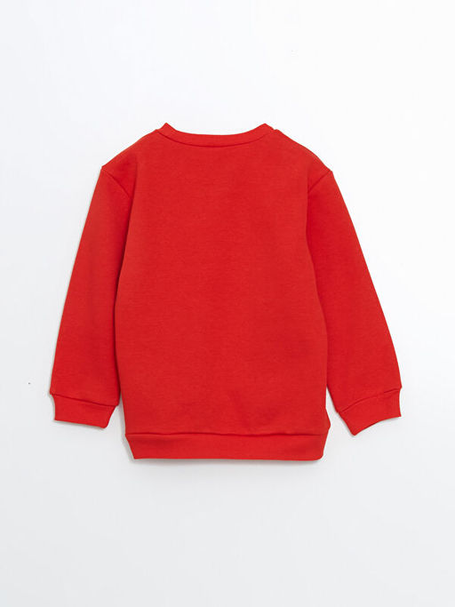 Bisiklet Yaka Bask?l? Erkek ?ocuk Kal?n Sweatshirt