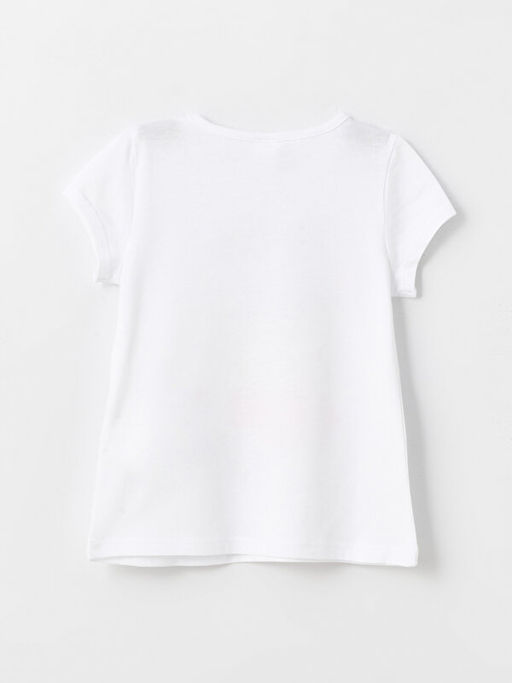 Bisiklet Yaka Bask?l? K?sa Kollu K?z Bebek Ti??rt - Waikiki фото 3