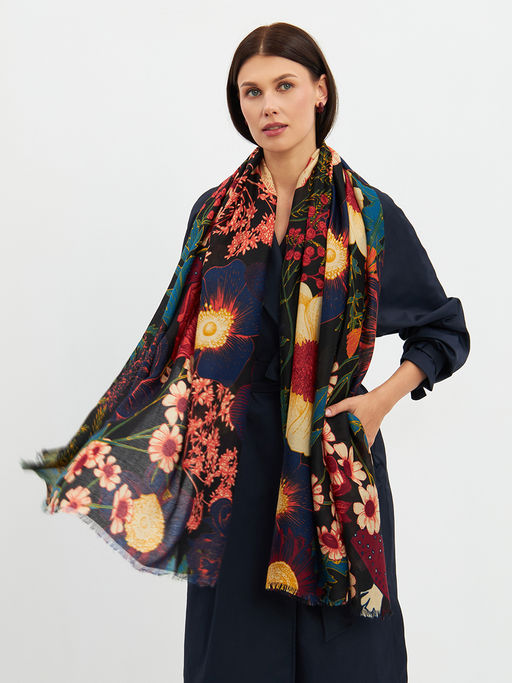 Большой, мягкий, тонкий и очень нежный двусторонний палантин с рисунком. - Tantino фото 21