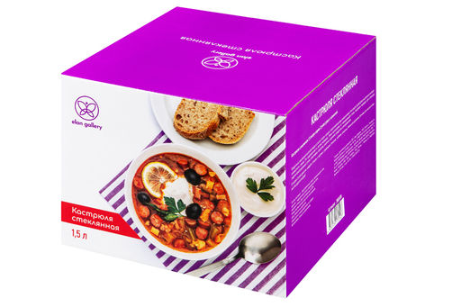 Кастрюля 1,5 л 23*16*16 см Crystal glass с крышкой - Elan gallery фото 11