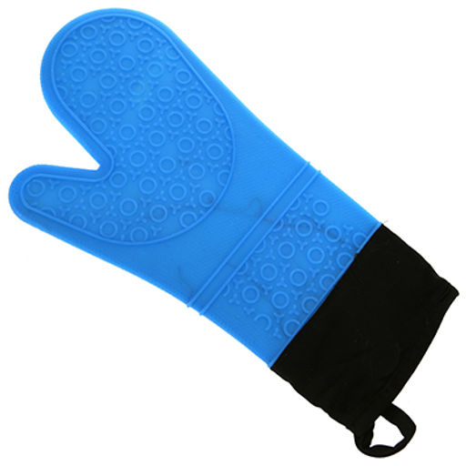 Прихватка-варежка (рукавица) силиконовая 37х18х1,5см, с манжетом, подкладка х/б с синтепоном, цвета в ассортименте: оранжевый; серый; голубой; салатовый (Китай)