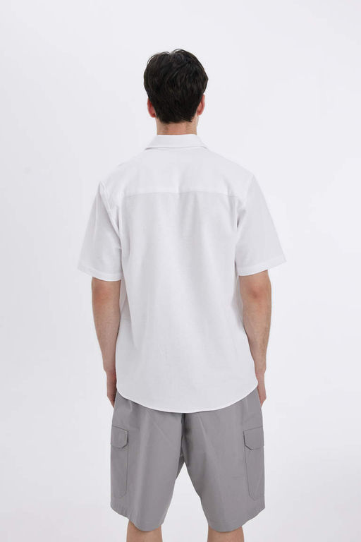 Хлопковая рубашка обычного кроя с короткими рукавами - Defacto фото 5