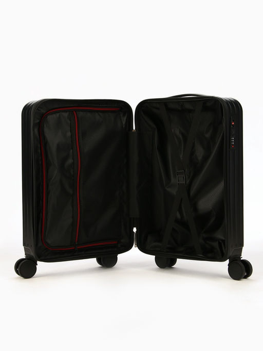 Чемодан на колёсах маленький 44 л (S), на молнии, кодовый замок, 4 колеса, чёрный