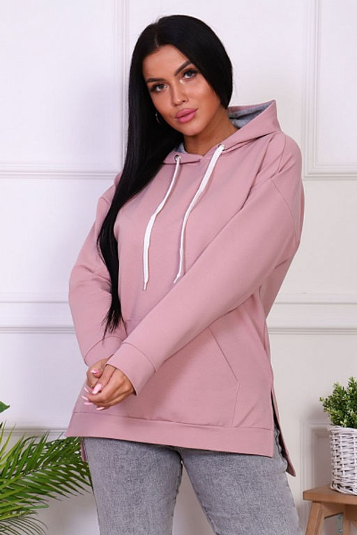 Толстовка с капюшоном, футер с лайкрой, сухая роза (844-2) - Плиона фото 10