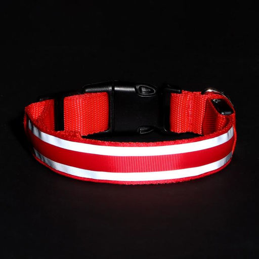 Ошейник с подсветкой Двойная полоса размер М, ОШ 40-48 х 2,5 см, 3 режима свечения красный - Пижон фото 9
