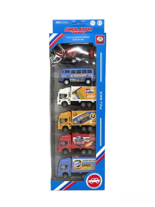 Набор "Fenming" 6шт. по 9,5см "Грузовики 4шт., автобус и вертолет инерц." (399-763Y) в коробке