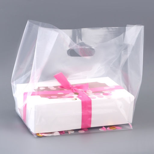 Цена за 20 шт. Пакет квадратный полиэтиленовый с вырубной ручкой, упаковка, прозрачный, 23,5х38+22см ± 5% 60 мкм