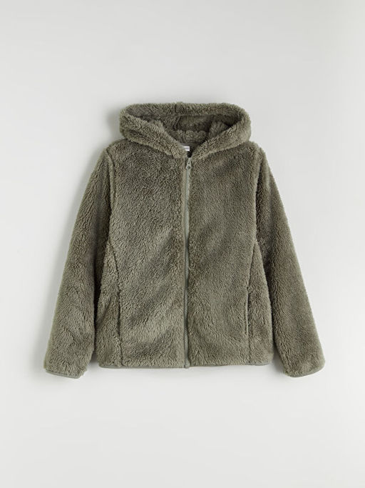 Kap??onlu Pel?? K?z ?ocuk Fermuarl? Sweatshirt