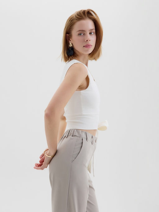 Топ с завязкой на талии женский MINAKU : Casual Collection, белый, размер 46