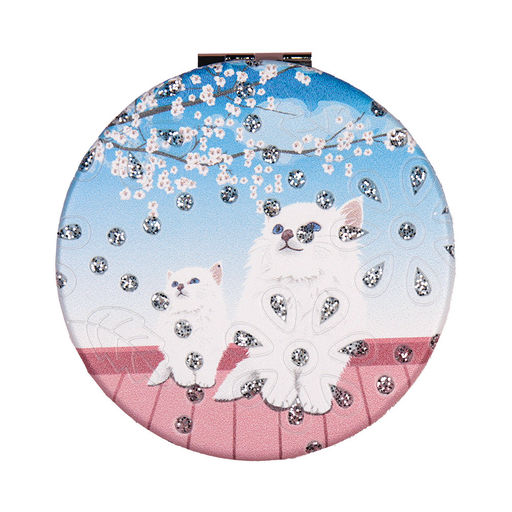 Зеркало карманное 7 см / GT358 /уп 50/300/ кожзам стразы