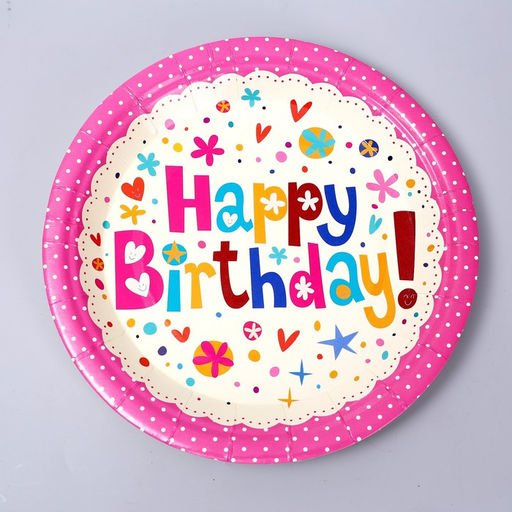 Набор бумажной посуды «С днём рождения»: 6 тарелок, 6 стаканов, 20 салфеток, цвет розовый