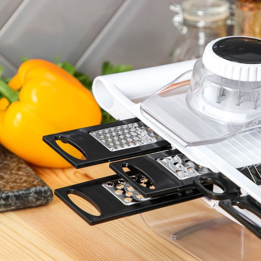 Тёрка - слайсер с контейнером Magistro Vegan pro, 5 насадок, 31.8×13.7×9 см, белая