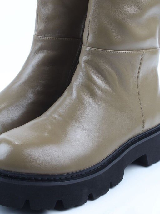 02-E39B-53JN GREEN Сапоги демисезонные женские (натуральная кожа)