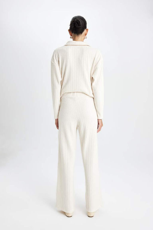 Спортивные штаны на камзоле в рубчик с нормальной талией - Defacto фото 4