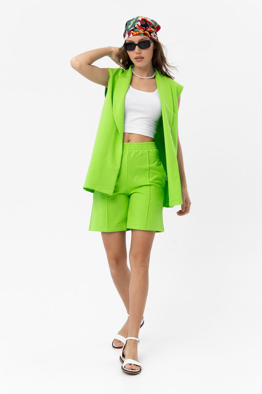 Шорты из хлопкового футера с высокой посадкой  Футер 2-х нитка - Solo mio фото 3