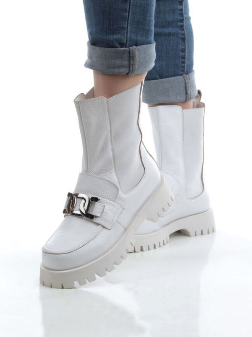 04-YPM5844B WHITE Ботинки зимние женские (натуральная кожа, натуральный мех) - Фабричный китай фото 14