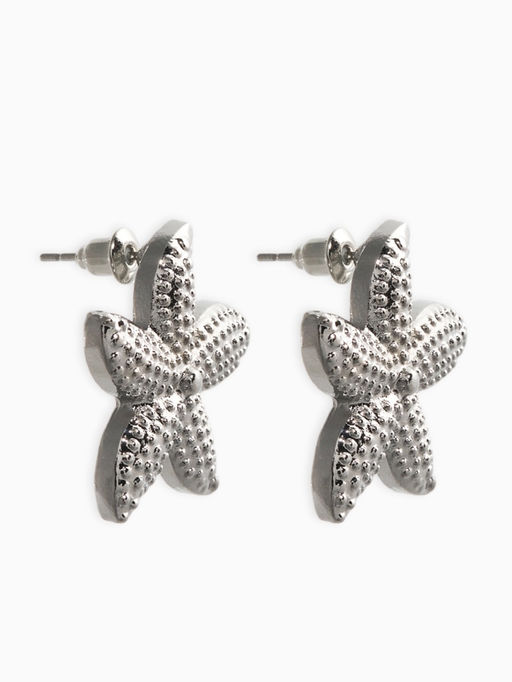 Цена за 3 шт. Серьги металл "Морская звезда", цвет серебро