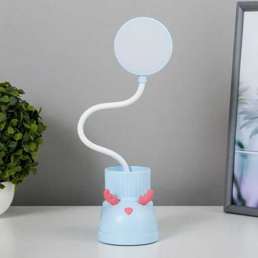 Лампа настольная «Ботинок лось» LED 3 режима 3 Вт USB органайзер синий 8×11×31 см RISALUX