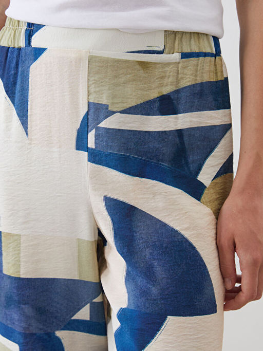 Beli Lastikli Desenli Kad?n Pantolon